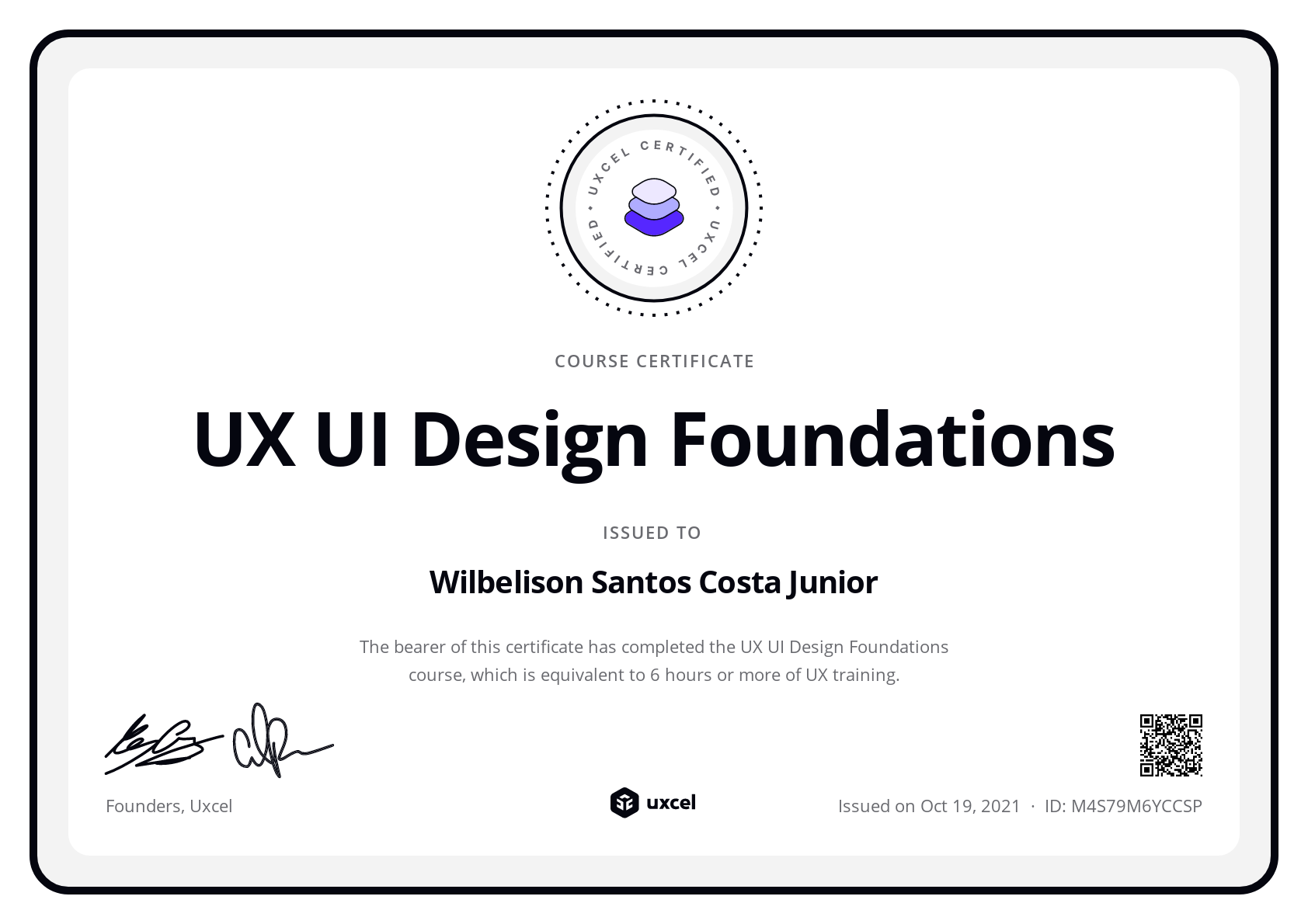 Wilbelison Santos Costa Junior's certificate